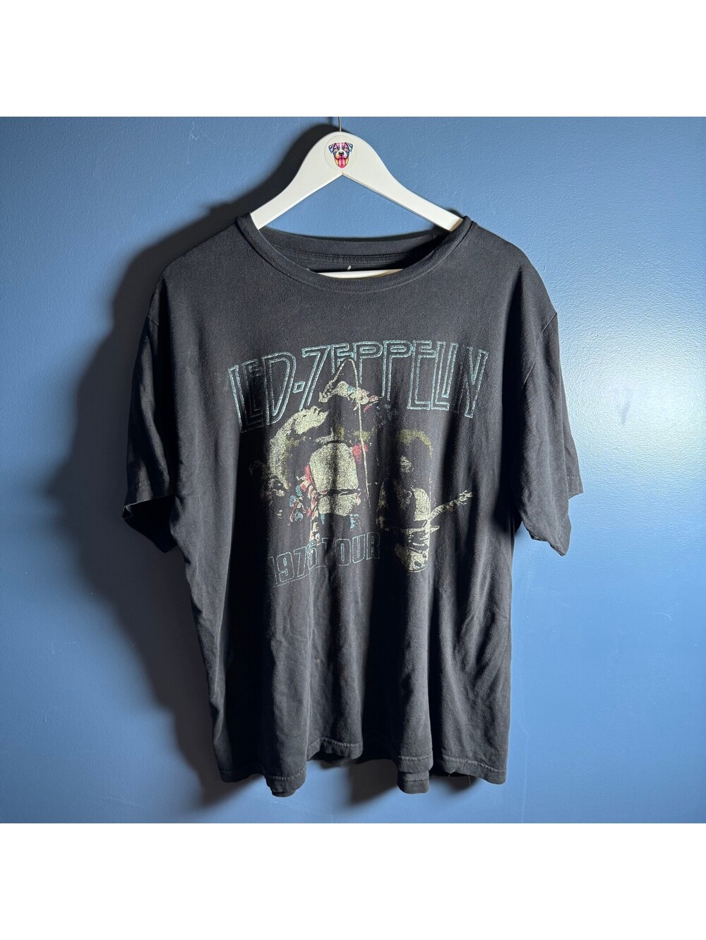 Led Zeppelin 1975 Tour Graphic Band Tee Faded Distressed Black Bravado Size XXL